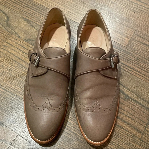 J.Crew Collection Perforated Monk Strap Loafers in Wet Cobblestone size 7.5 - Picture 2 of 12